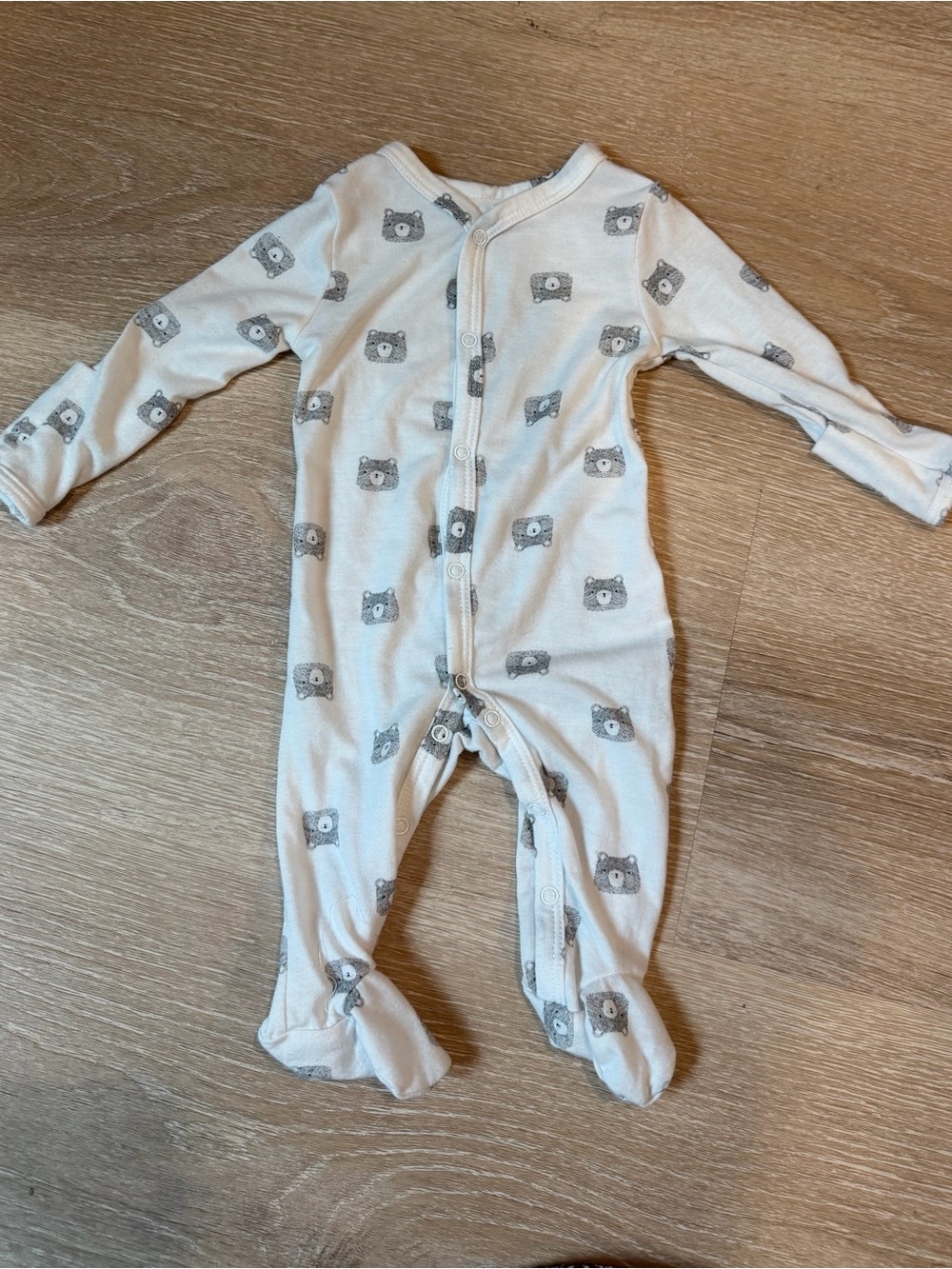 Starting Out Cream Footed One-Piece with Gray Bear Faces